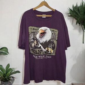 Vintage Single Stitch 2004 Daytona Beach Bike Week Eagle Double Graphic T Shirt